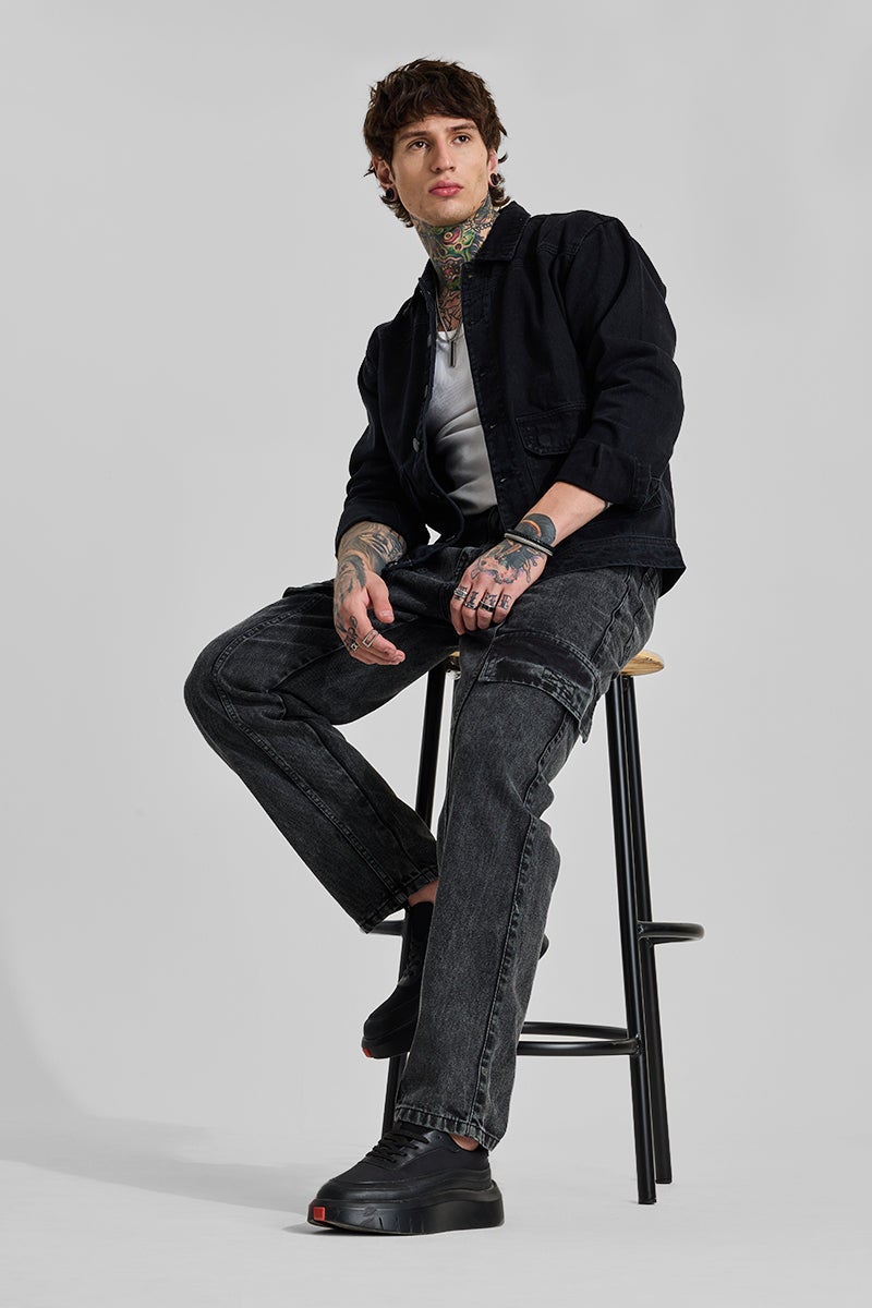 SNITCH Charcoal Grey Regular Fit Jeans - Image 3